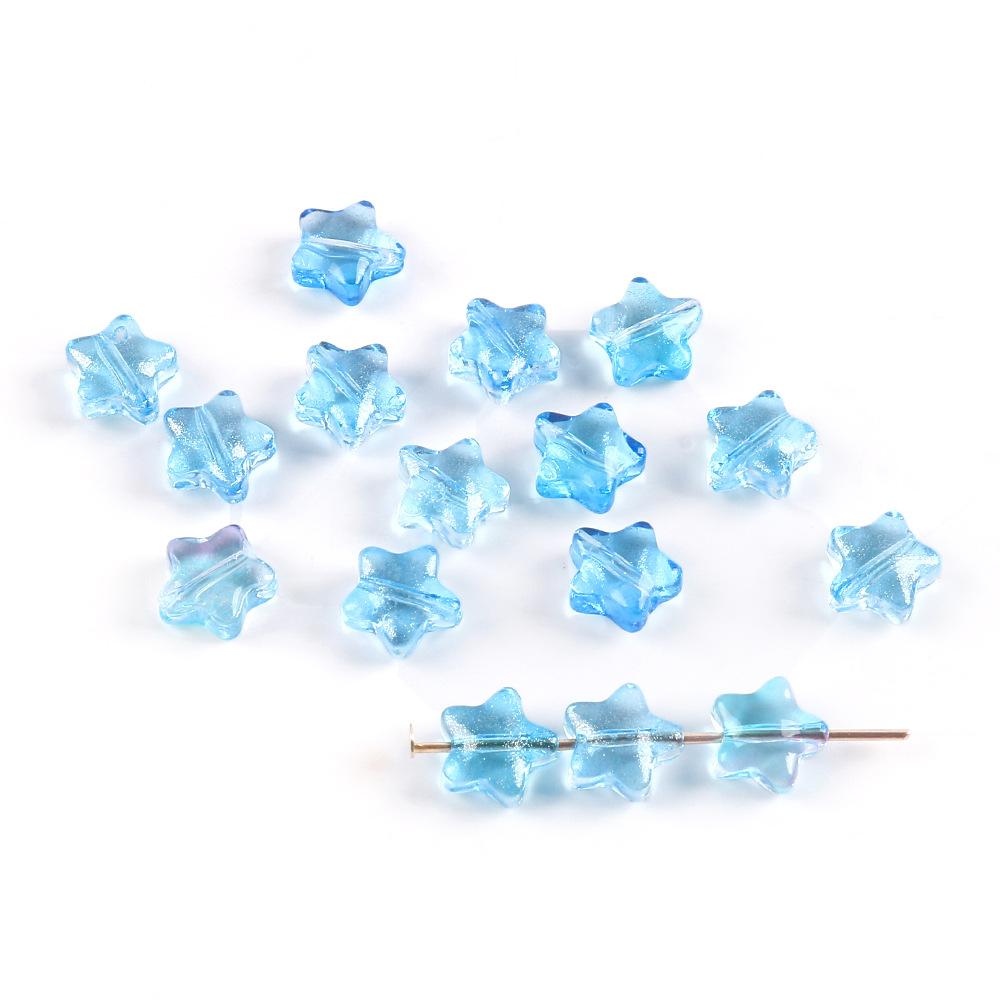 8Mm Gradual Change Three-Dimensional Pentagram Glass Beads Gold-Painted Stars Loose Beads Diy String Beads Antique Hairpin Necklace Accessories