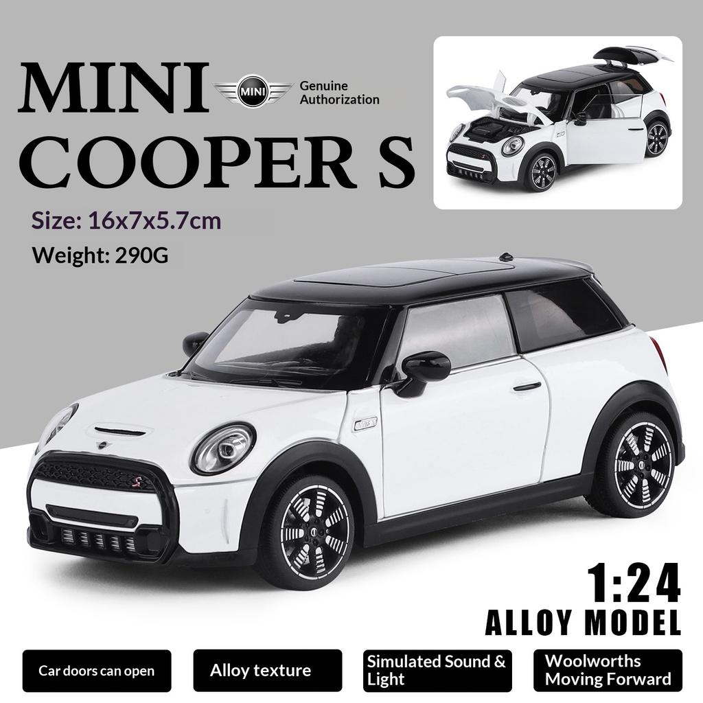 Metal die-cast 1/24 scale MINI COOPER car model simulated tire pulling back and moving forward Halloween gift