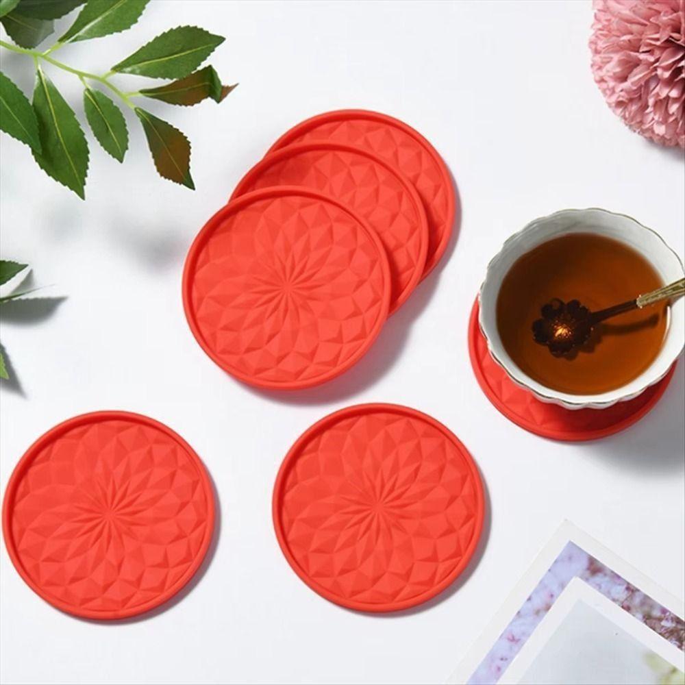 6/10Pcs Round Drink Coaster Set Tabletop Protection Tea Mats Placemats Cup Pads  Hotel Restaurant