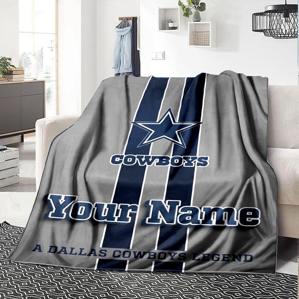 Name Custom Dallas Cowboys Print Flannel Blanket High Quality Warm Comfortable Cover for All Seasons Perfect for Gifts Home Decor