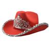 Vintage Prom Party Sequin Crown Cowboy Hat Christmas Hat Big Brim Hat Jazz Top Hat Costumes for Fancy Dress Parties