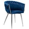 Krzesło Tapicerowane Plecione Welurowe Glamour Velvet Metalowe Nogi Chrom