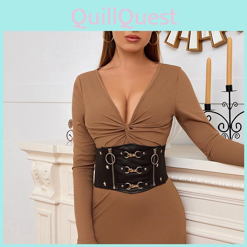 Retro Fashion Punk Leather Waist With Metal Hook Closure For Teens