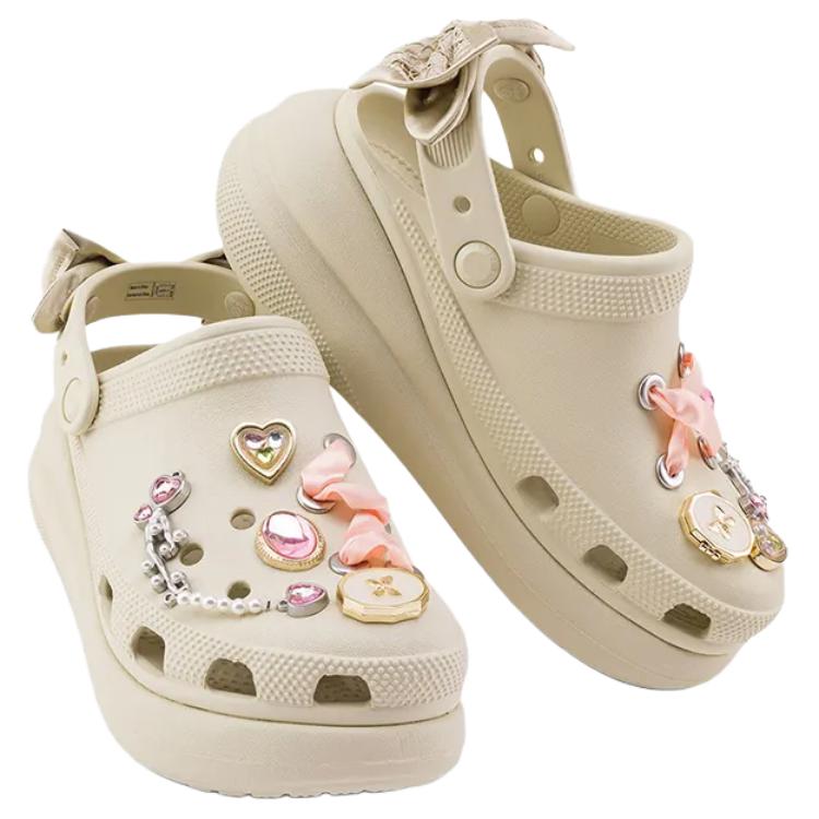 Crocs Elegant Fashion Dreamy Floral Puff Clogs Women Clogs Beige 211534-2Y2
