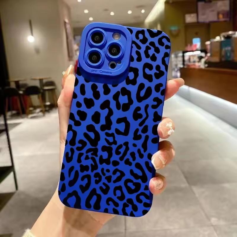 Animal Minimalist Gray Leopard Print Phone Case For iPhone 16 15 14 Pro Max 13 12 11 XS X XR 7 8 Plus 16 Shockproof Bumper Cover