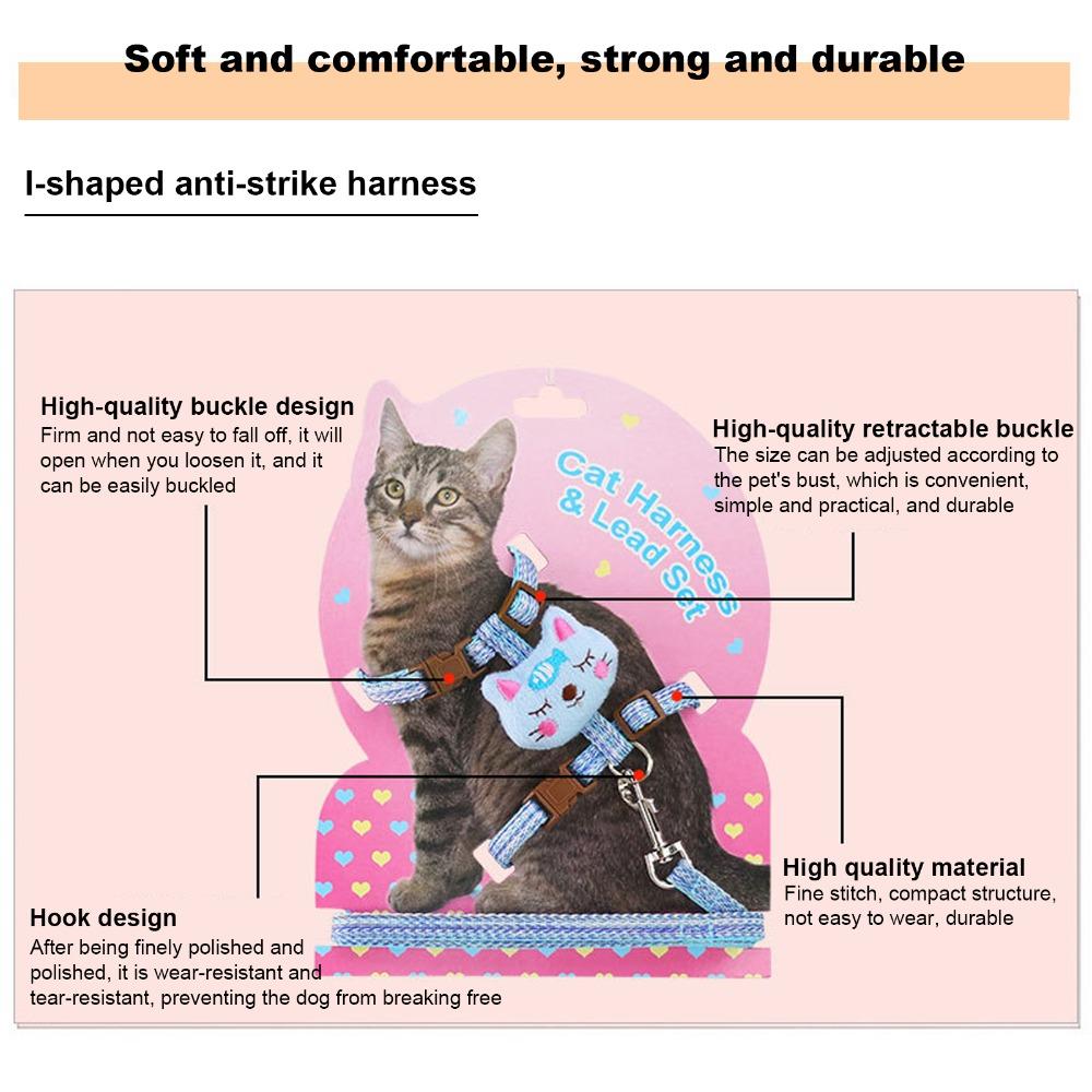 Escape-Proof Anti-Lost Cat Harness Adjustable Pet Walking Harness for Walking