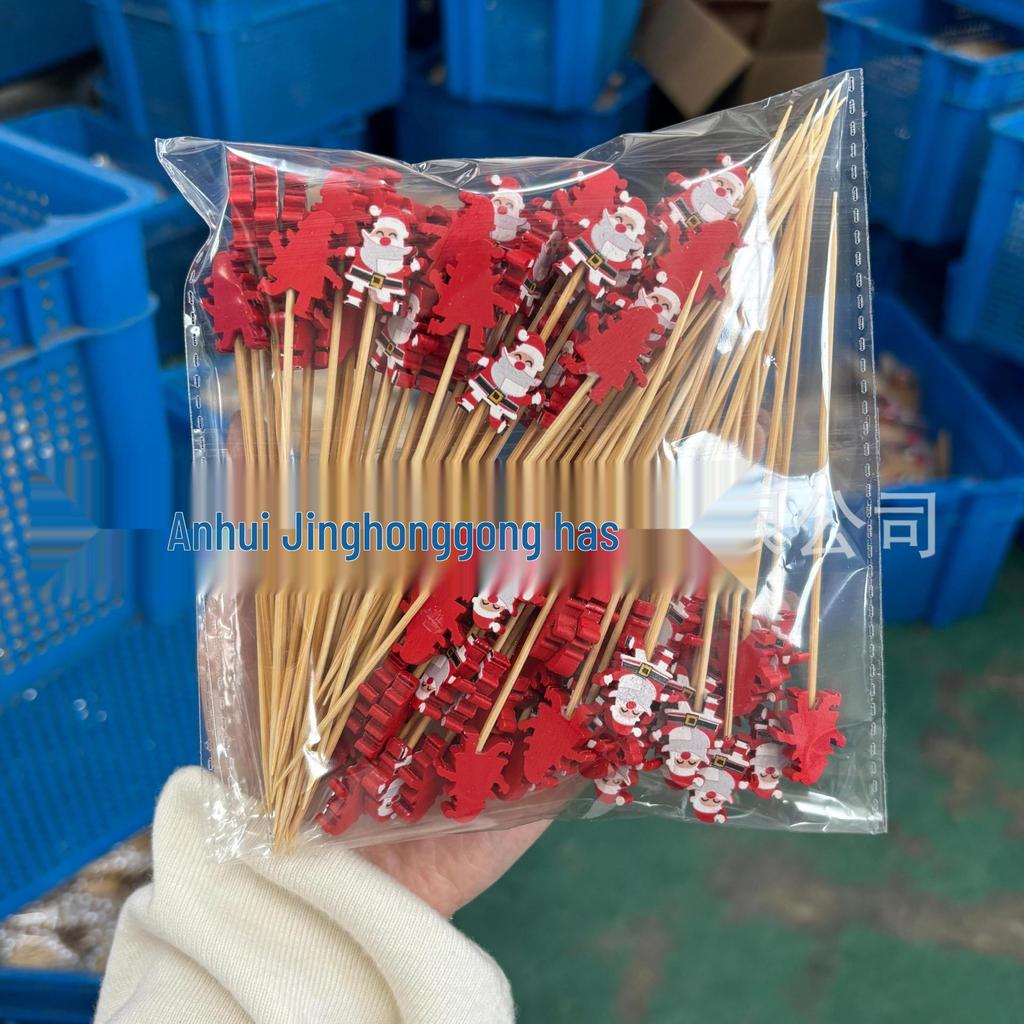 Moș Crăciun Bambus Cocktail de Crăciun și Frigarui de Fructe