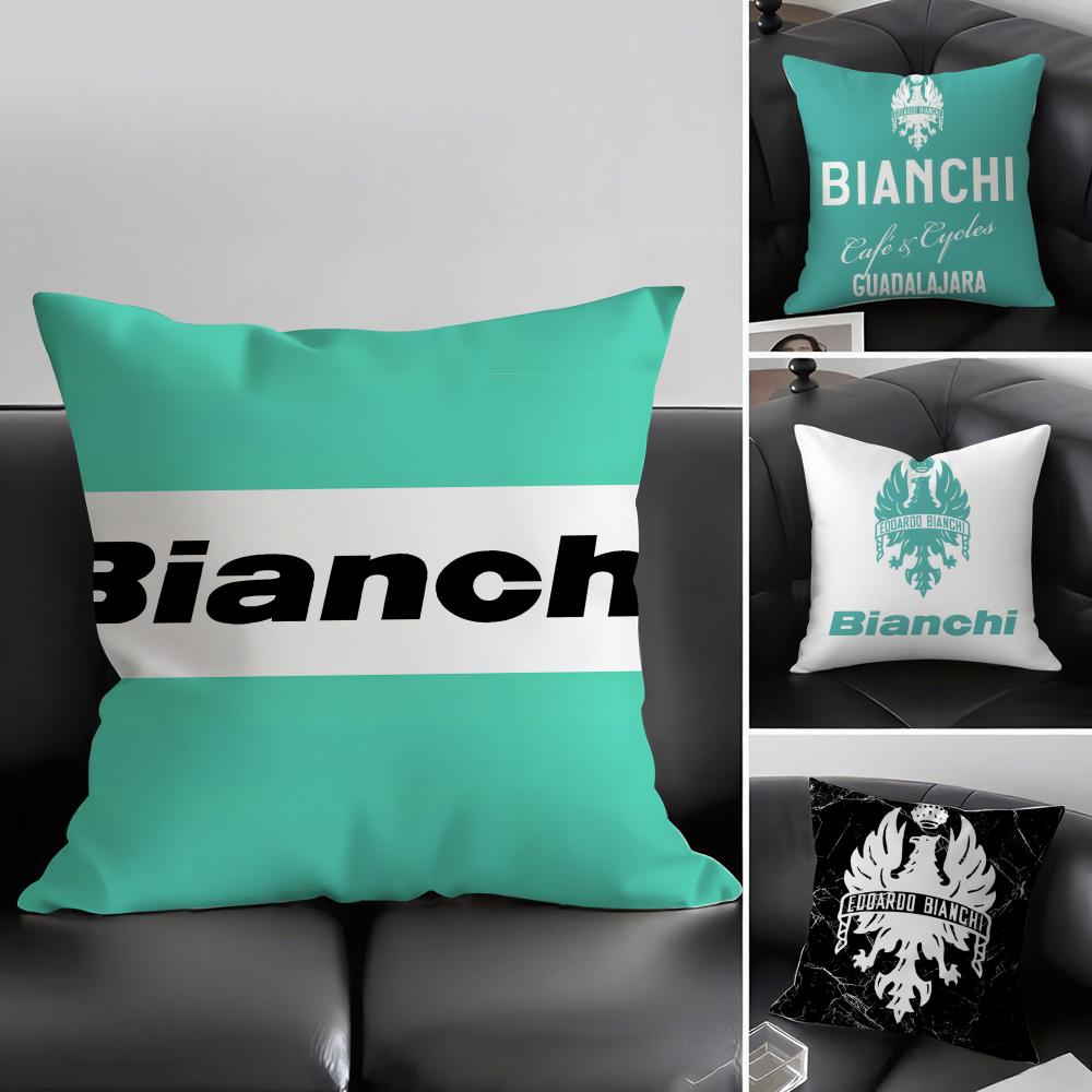 Luxury B-Bianchi Logo Cushion Cover Elegant Comfort Pillowcase Sofa Bed Double-Sided Printed Invisible Zipper Home Decor
