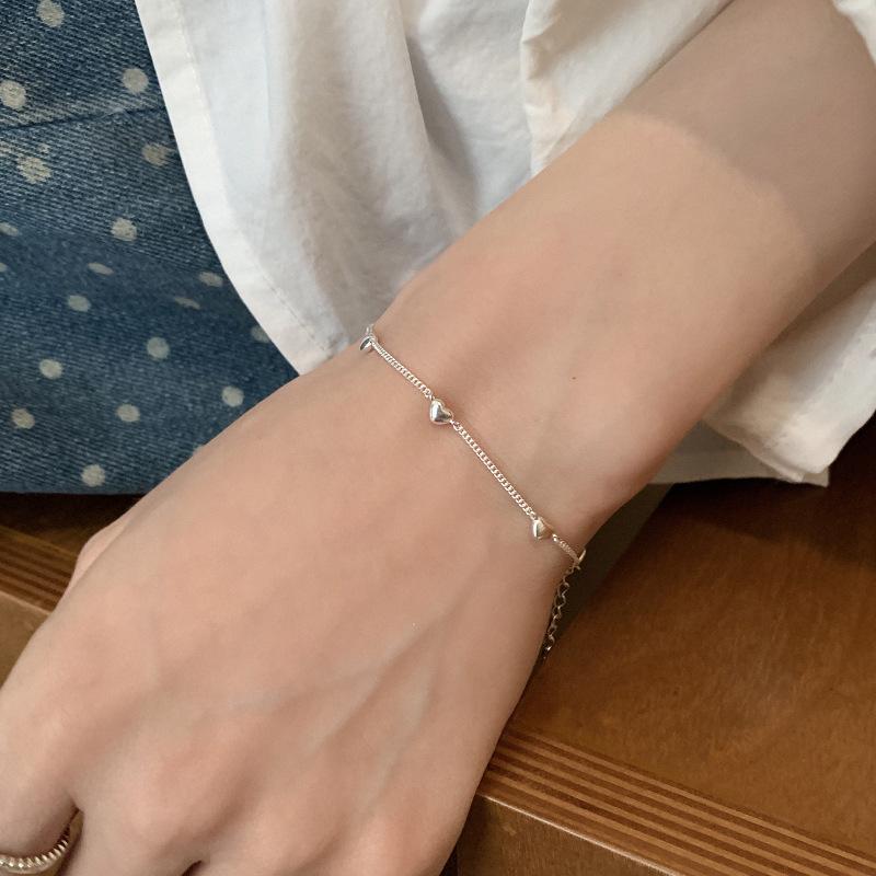 Korean Heart Bracelet: Delicate, Plain Chain, Cold Style, Light Luxury, Niche, Exquisite, Versatile Women's Jewelry