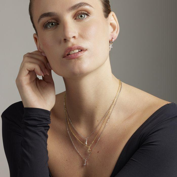 Collier Luxenter Avec Zirconium Brillant Argenté - Alphabet I