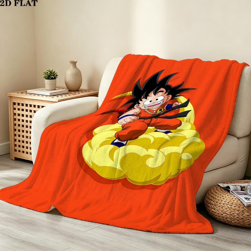 1PC Son Goku Patterned Flannel Blanket Suitable For All Seasons For Home Decor Warmth And Comfort Gifts Holiday Present