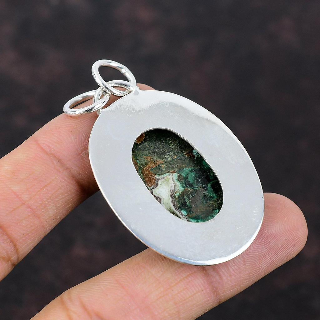 Cuprit-Chrysokoll-Anhänger, Original-Edelstein-Anhänger, 925er-Sterlingsilber-Anhänger, handgefertigt, anständiger Schmuck, Geschenk für Freund, Geburtsstein-Schmuck