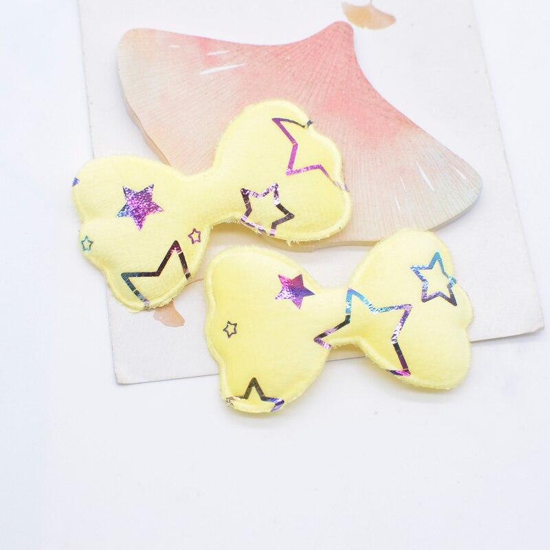 24Pcs 58*35mm Short Plush Bronzing Pattern Bow Appliques for Clothes Hat Sewing Patches DIY Baby Headwear Hair Clips Accessories