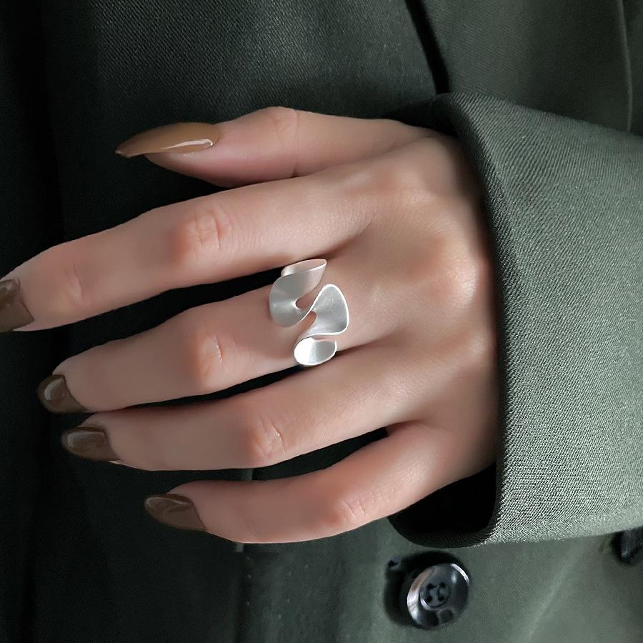 Personalized Skirt, Irregular Ring, Female Fashion, Versatile Temperament S925 Silver Plated Open Ring, Index Finger Ring