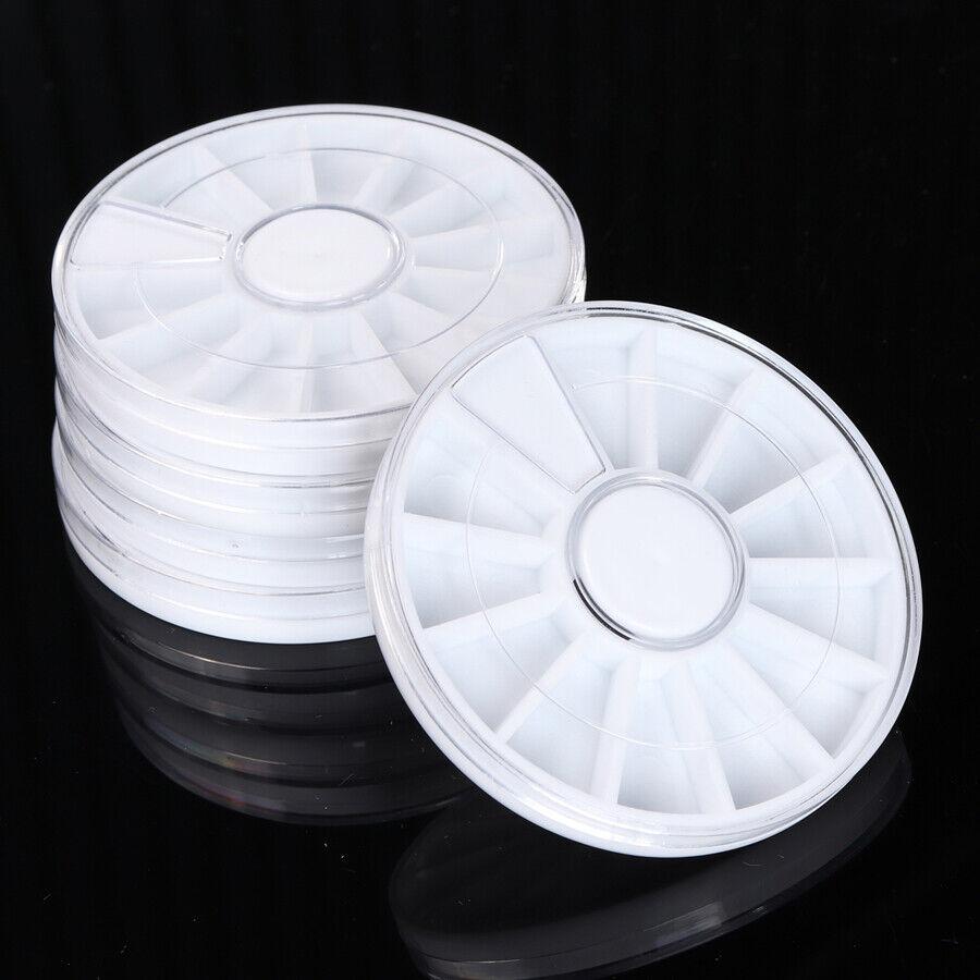 6Pcs Nail Art Storage Box, 12 Compartments Portable Rhinestones, Beads Empty Wheel Containers