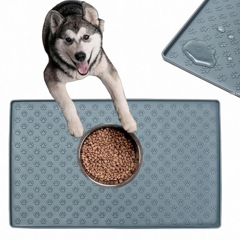 60*40cm Silicone pet feeding mat, cat and dog food mat with overflow protection floor, cat and dog meal mat with water bowl,