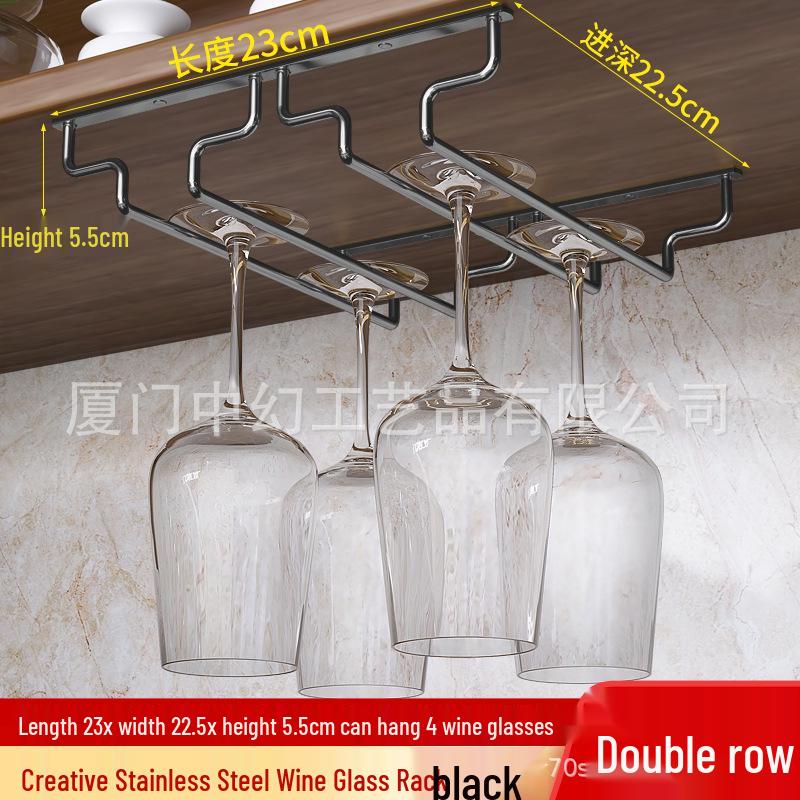 Stainless Steel Hanging Wine Glass Rack - Single Row Stemware Storage Shelf