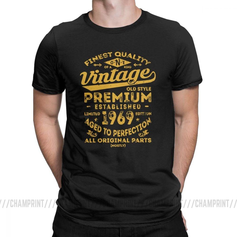 Vintage 1969 Birthday Gift Idea 50 Years Old 50th Birthday Gift TShirt for Male Oneck Cotton T Shirt Funny Clothing Plus Size