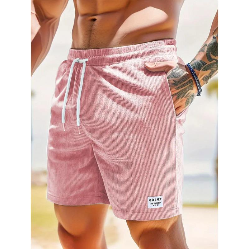 Pantaloncini Sportivi da Uomo in Velluto a Coste Monocolore con Lacci 2026
