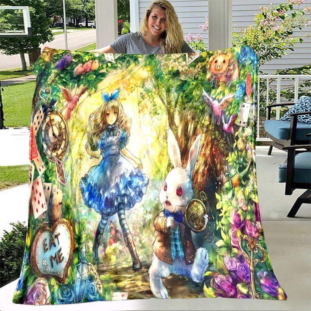 Alice Blanket Alice In Wonderland Blanket Flannel Blanket Bedding Throw Soft Cartoon Bedspread Sofa Blanket Kids Blanket Gift