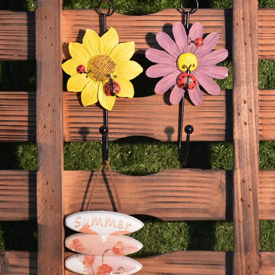 4 Stück Dekorativer Haken Blumenform Einzelhaken Harzblüten Schmiedeeisen Hohe Tragfähigkeit Wandhaken für Mäntel Schals Schlüssel