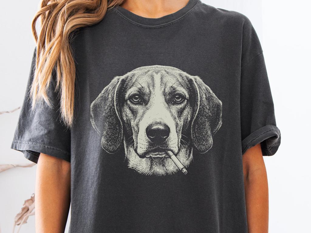 Smoking American Foxhound Shirt, Vintage Y2K Grunge Foxhound Graphic Tee, Funny Dog Face Shirt, Comfort Colors® Edgy Meme T Shirt