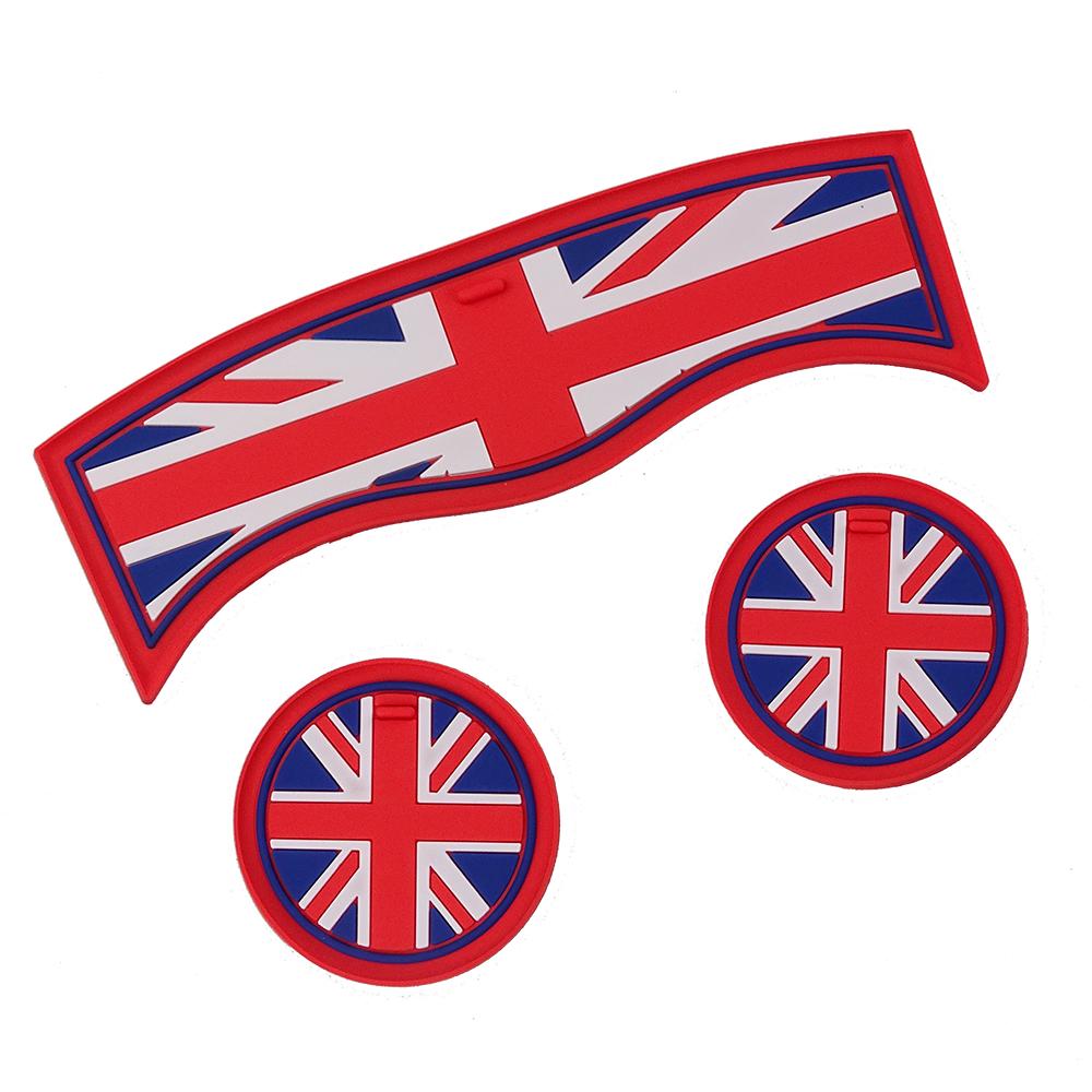 3Pcs Union Jack Car Cup Coffee Cushion Storage Auto Non-slip Mat Pad Accessories For Mini Cooper Clubman F55 F56 F60 F54 F57