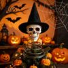 Halloween Skull Tree Topper Witch Hat Topper, Gothic Skeleton Figurine for Home Tabletop Ornament Party Decor, Spooky Festive Ornament, Trick or Treat