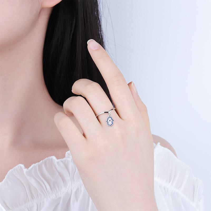 Creative Sapphire Hand Palm Round Full Zircon Couple 925 Silver Ring for Women Original Sterling Silver Anniversary Gift Jewelry