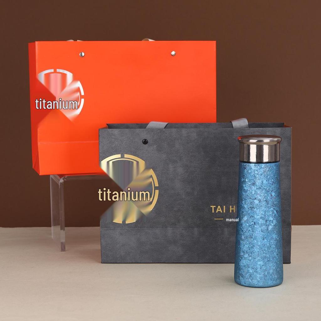 Compact Double-Walled Titanium Tea Infuser Cup with Gift Box - Portable, Thermal Vacuum Insulated for Steeping Tea