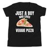 Nur ein Junge, der vegetarische Pizza liebt, Italienischer Essensliebhaber Jugend Kurzarm-T-Shirt