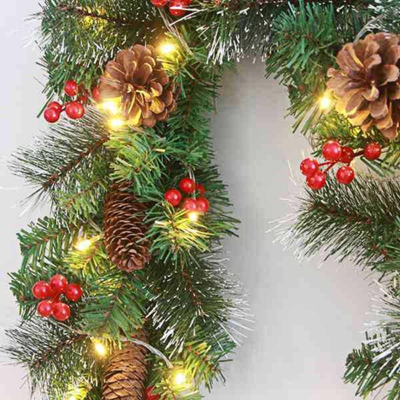 2.7m PVC Christmas Decoration Pine Cone Berry Cane Artificial Rattan for Party Mall Door Hanging Decoration New Year Christmas