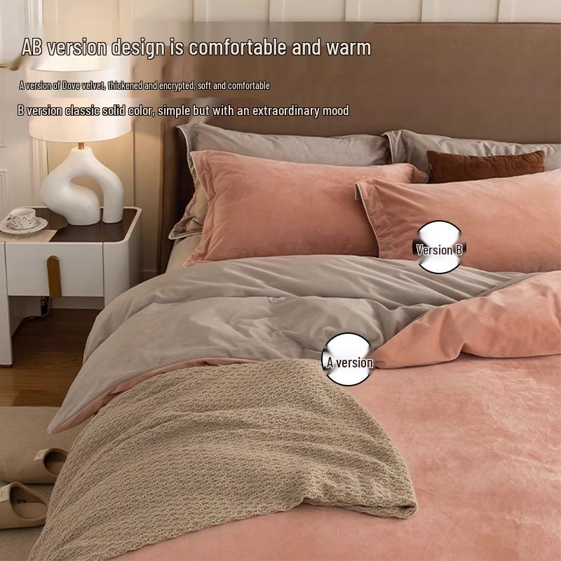 Winter-Samt-Doppelseitiger Korallenfleece-Bettbezug - Verdickt, Weich und Temperaturregulierend.