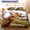 3pcs Custom Name Giraffe Bedding Set Duvet Cover Closure Includes 1 Duvet Cover & 2 Pillowcases, Soft and Comfortable for All Seasons.