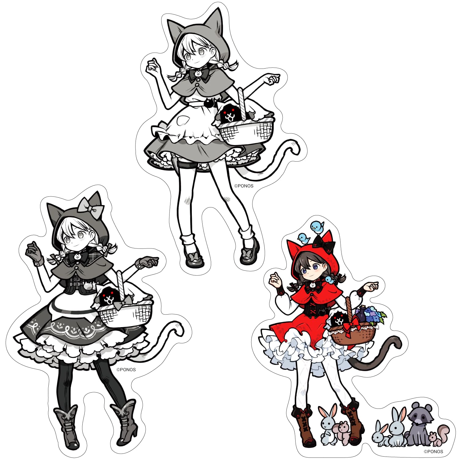 

Nyanko Daishouten Original Sticker Cat Riding Hood Minya from The Battle Cats Set белый