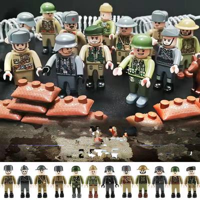 12 pezzi/set Soldati Militari della Seconda Guerra Mondiale Sovietici USA Esercito Britannico MOC 4,5 cm Persone Blocchi da Costruzione Mini Figure Mattoncini Giocattoli per Ragazzi Giocattoli Regalo