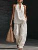 In Stock Women's Halter V-Neck Sleeveless Casual Fashion Set