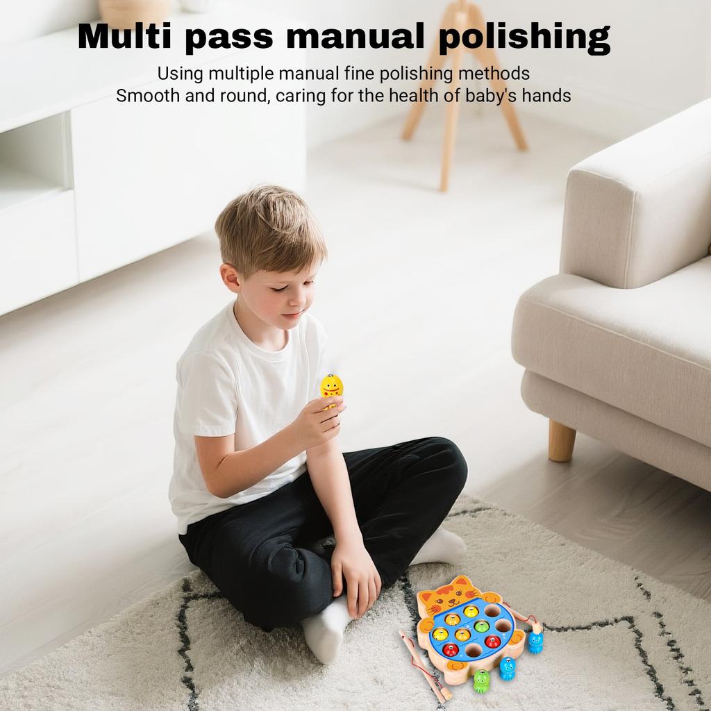 Wooden Fishing Game For Children Aged 3-5 Years Old, Magnetic Toys