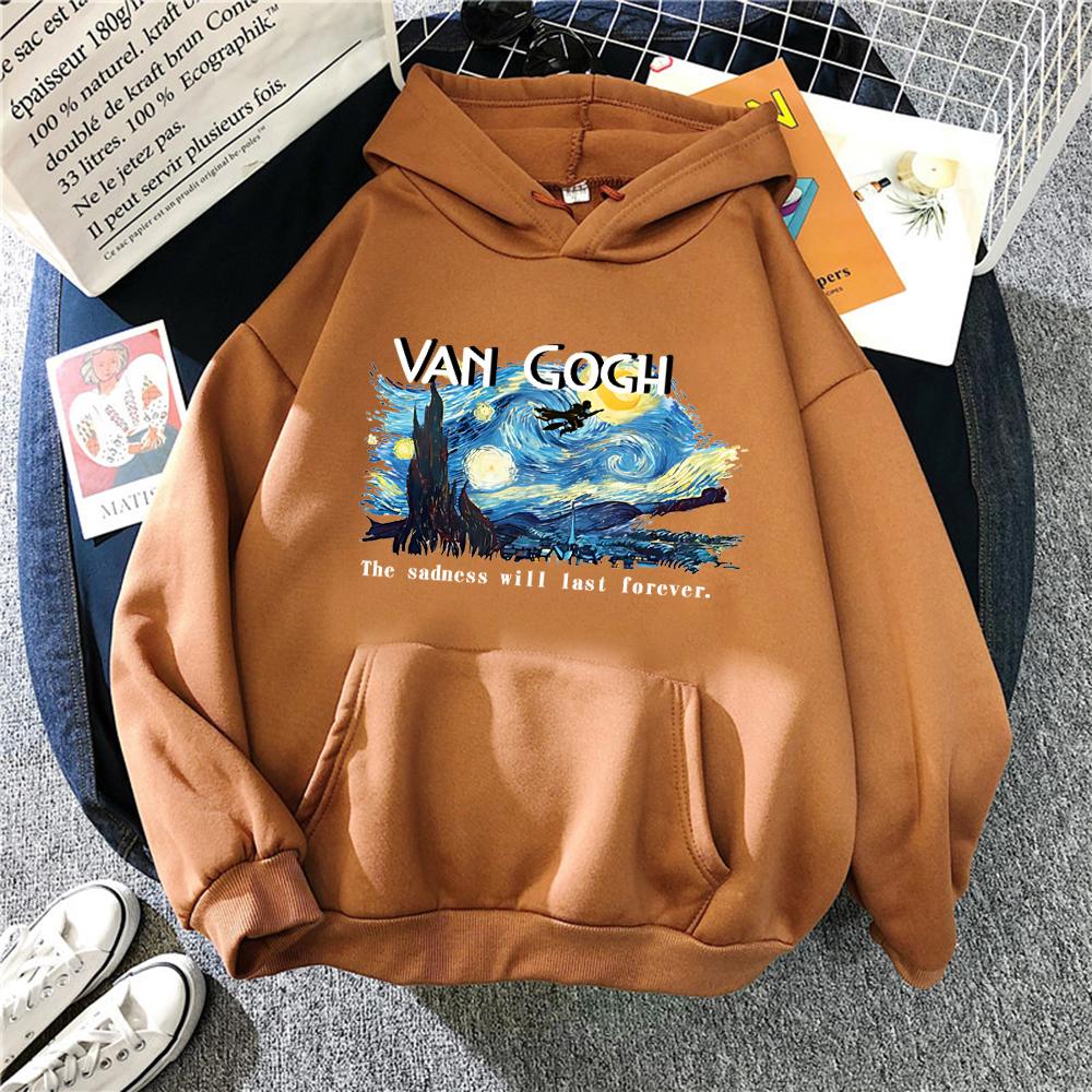 Van Gogh The Sadness Will Last Forever Print Men Hoodies Harajuku Crewneck Hoodie Fashion Oversize Hoody Comfortable Tracksuit
