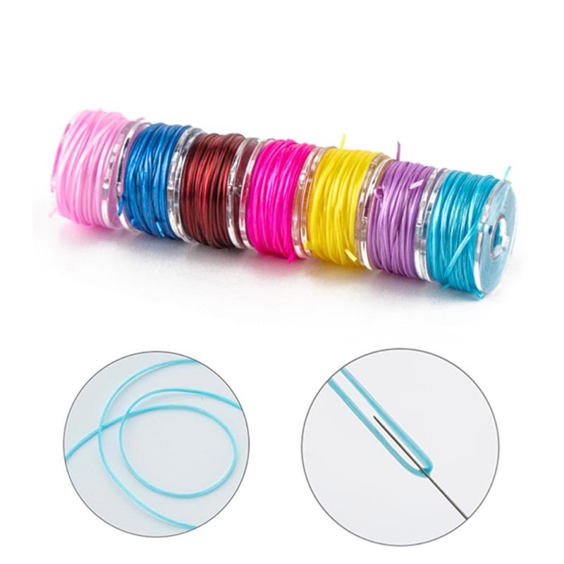 Pack of 25 Assorted Colors Elastic Thread Handy Sewing Machine Bobbins with Storage Box for Jewelry Making and Crafts