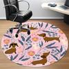1PC Dachshund Floral Office Round Area Rug, Mat Suitable For Office, Under Office Chairs Bedroom Living Room Home Decor, Room Deco