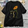Cat You Are My Sunshine T-Shirt Women Funny Flower Cats Tee Shirt Sunflower Printed Short Sleeve Graphic T Shirts Streetwear