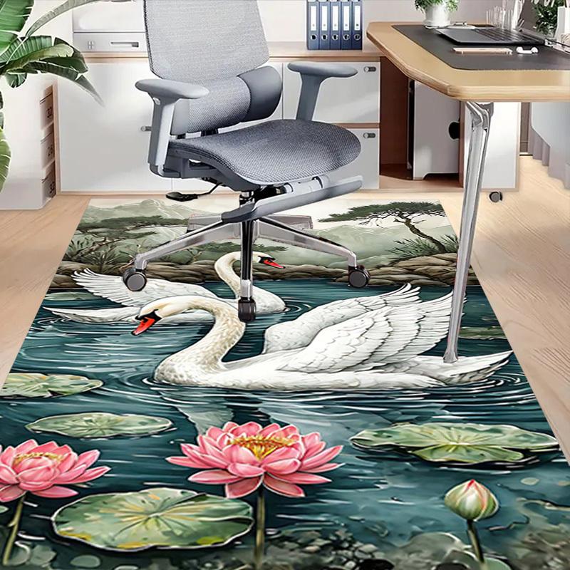 1PC Swans Lake Non-Slip Floor Carpet Compatible for Office&Living Room&Bedroom&Dining room - Flat - Weave Machine-S0318