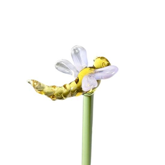 Hand Blown Mini Glass Figurines Collectible Tiny Bee Bird Dragonfly Butterfly Sculpture with Stem for Home Office Birthday Anniversary Gift