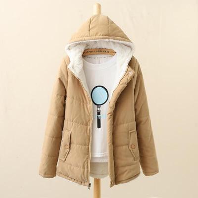 Women's Fall and Winter Thickened Warm Korean Version of The Hooded Jacket Long-sleeved College Style Bread Clothing