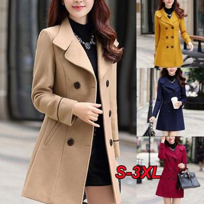 New Fashion Autumn Winter Women Woolen Coats Female Coats Elegant Woolen Blends Trench Coat Ladies Windbreaker Outwear Plus Size