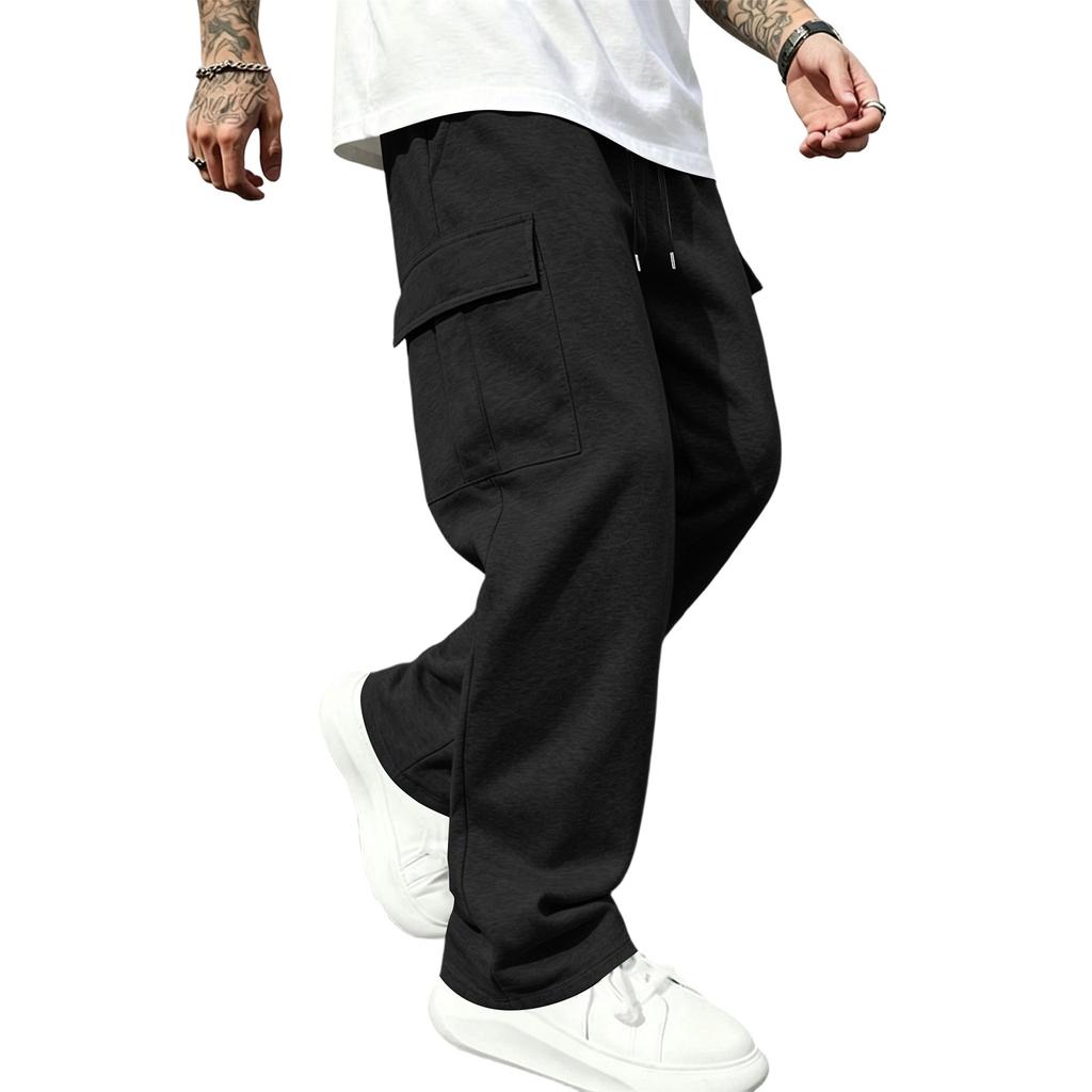 Men's Loose Fit Cargo Sweatpants with Elastic Waist Straight Leg Casual Athletic Pants