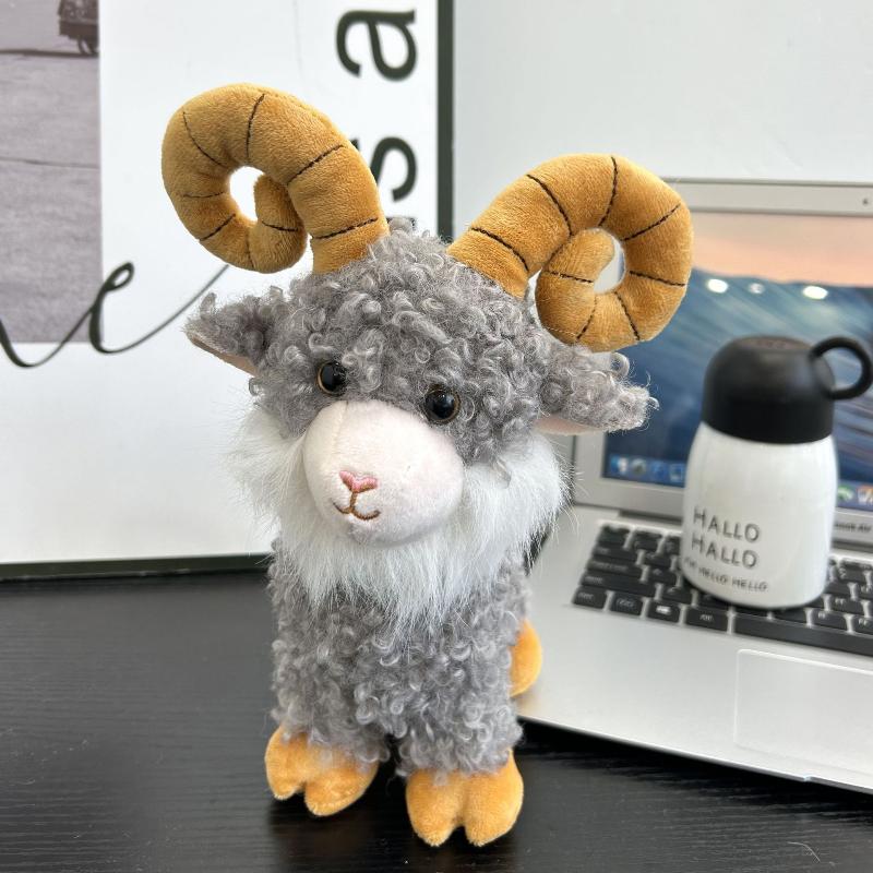 2027 Cute Goat Sheep Plush Keychain Kawaii Curly Lamb Stuffed Toys Bag Pendant Lovely Hanging Decoration New Year Gifts