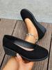 Large size women's shoes spring and autumn new shallow mouth comfortable suede soft sole wedge heel round head single shoes