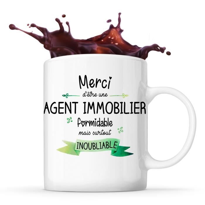 Mug Merci Agent immobilier Inoubliable | Tasse Idée Cadeau Collègue Travail Retraite